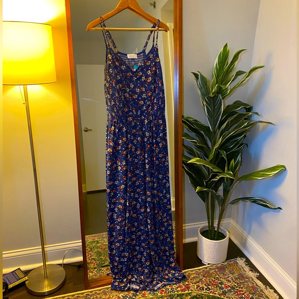 Kaileigh Navy Blue Floral Maxi Dress